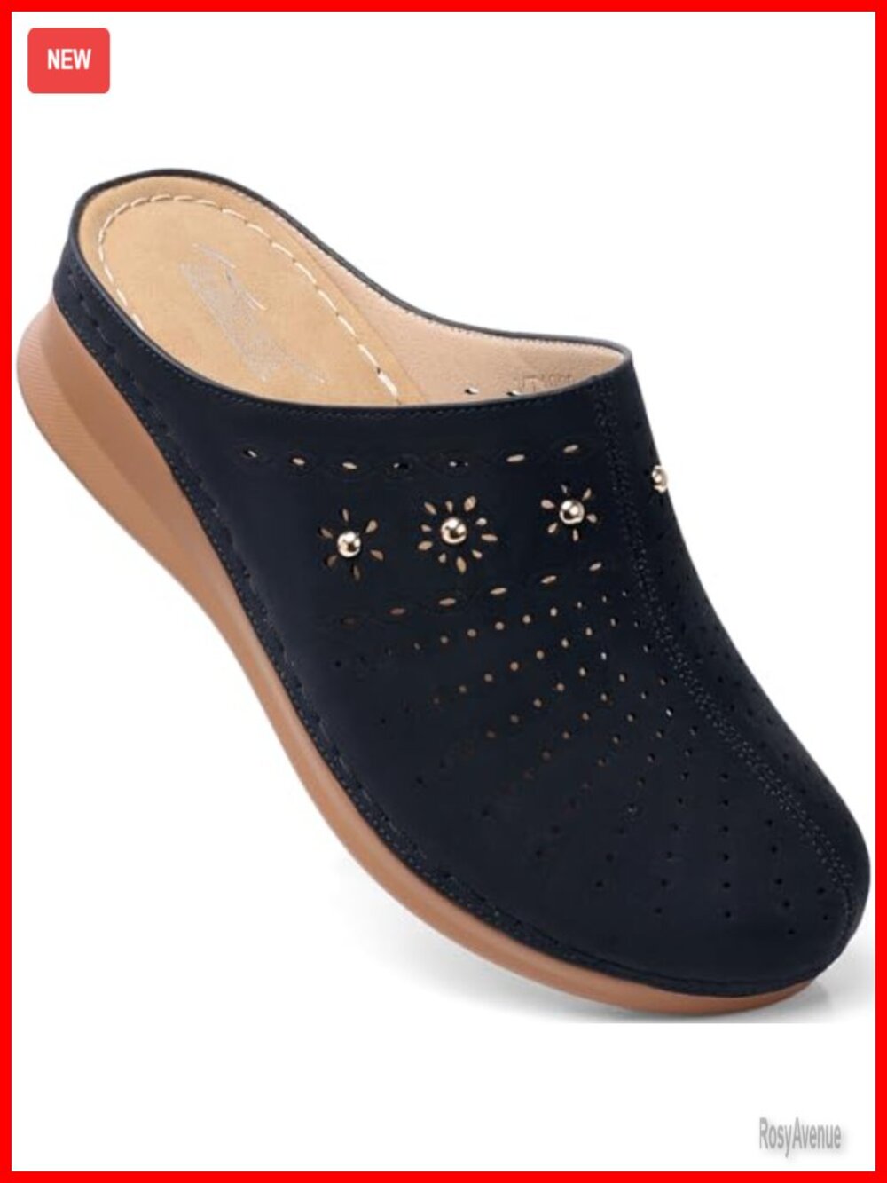 Faux Leather Slip On Closed Toe Clogs for Women, Lightweight Comfortable